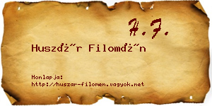 Huszár Filomén névjegykártya